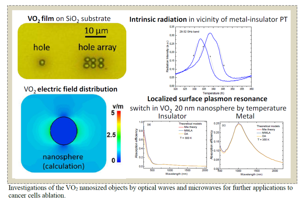 Interaction of Optical and EHF Waves with VO2 Nanosized Films and Particles