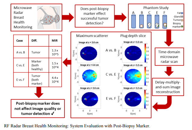RF Radar Breast Health Monitoring: System Evaluation with Post-Biopsy Marker